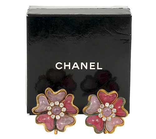 Chanel 1960's Gripoix & Crystal Earrings
