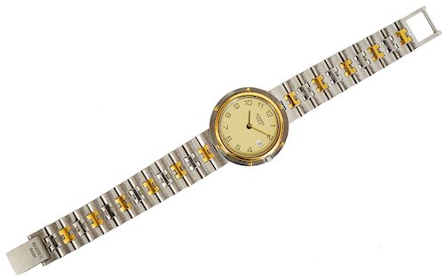 Herms Silver & Gold Clipper Unisex Watch