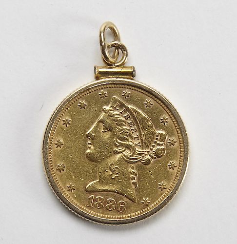 1886 S - 5 Dollar Gold Piece