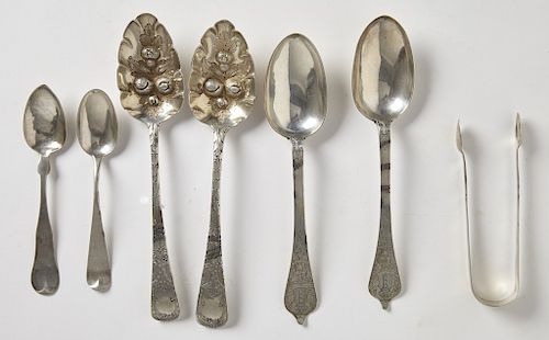 Lot Early Silver Serving Spoons -1741