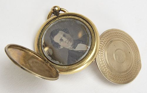 14K Gold watch Locket with 2 Daguerreotypes