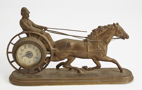 Antique Horse and Sulky Mantle Clock