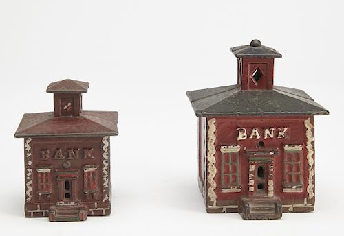 Two Cast Iron Cupola Banks