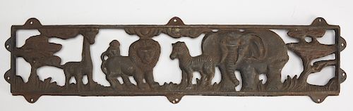Folk Art Cast Iron Panel with Animals