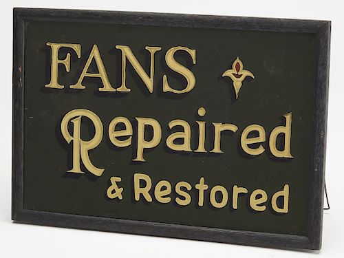 Counter Top Trade Sign - Fans Repaired & Restored