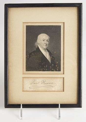 Paul Revere Autograph - Gilbert Stuart Etching