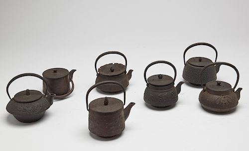 7 Old Japanese Iron Tea Pots