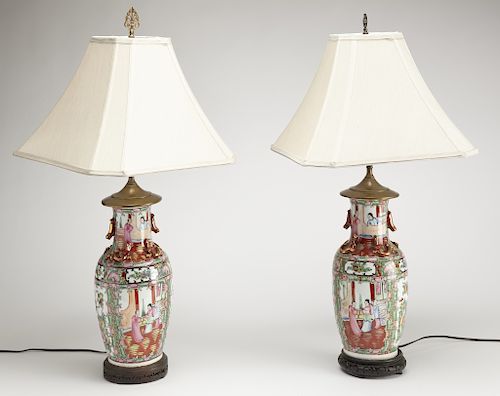Pair of Electrified Chinese Vases