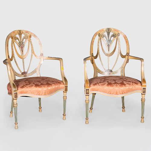 Pair of George III Style Painted Armchairs