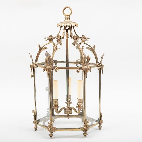 Small Louis XV Style Gilt-Bronze Three-Light Hall Lantern