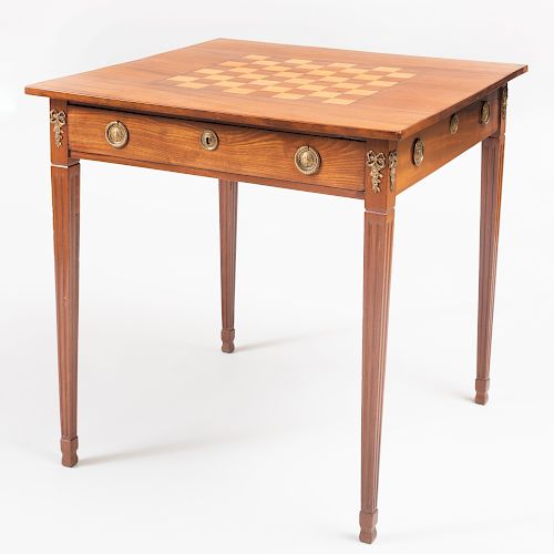 Continental Neoclassical Inlaid Mahogany and Fruitwood Games Table