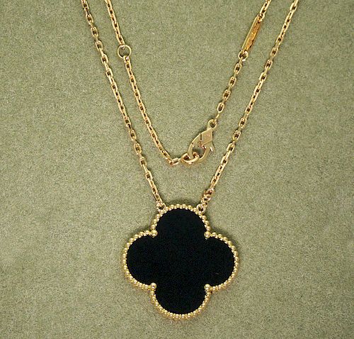 Van Cleef & Arpels 18k Magic Alhambra Black Onyx Necklace