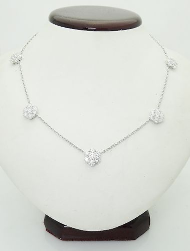 Van Cleef & Arpels 18k Gold 4.70TCW 5 Flower Diamond Necklace 