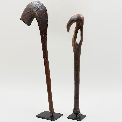 Two African Wooden Clubs