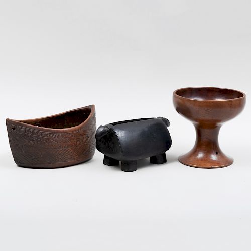 Group of Three African Wood Articles