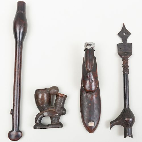 Three African Wooden Pipes 