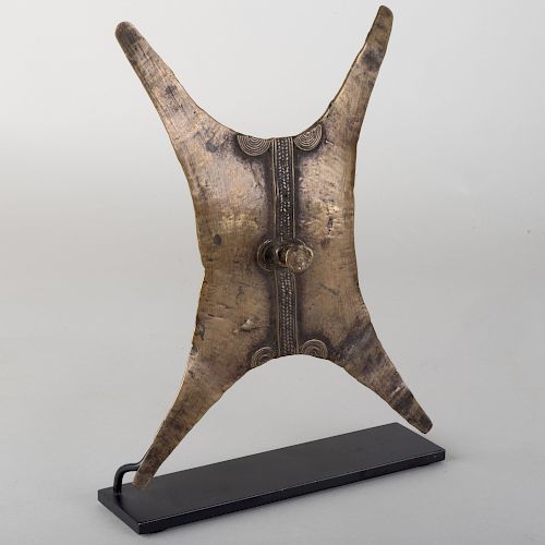 West African Brass Shield Shaped Ornament