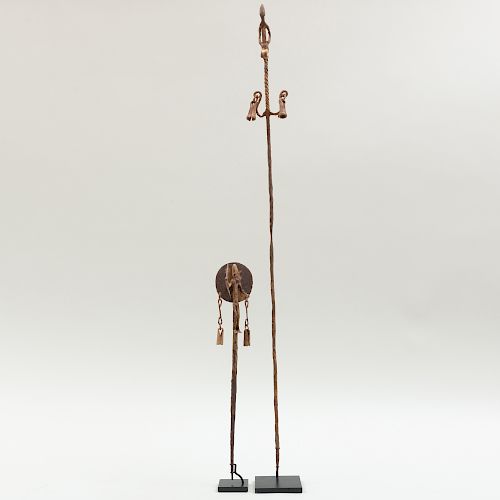 Two Dogon Iron Figural Staffs, Mali