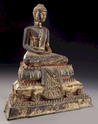 Thai polychrome bronze Buddha.