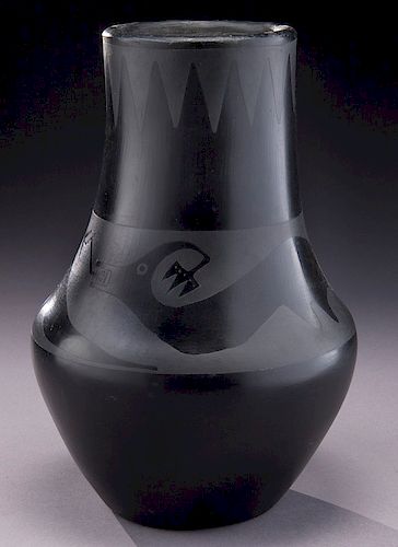San Ildefonso style blackware vase,