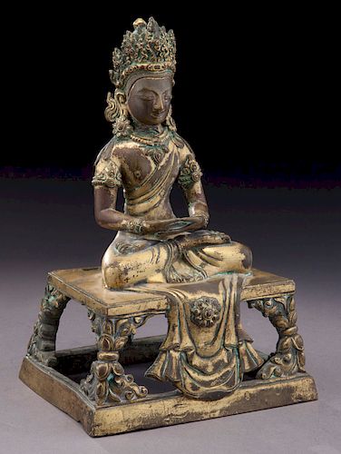 Chinese Qing Qialong gilt bronze Buddha,