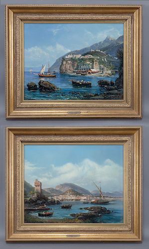 Pair of Giacinto Gigante oil on canvas paintings,