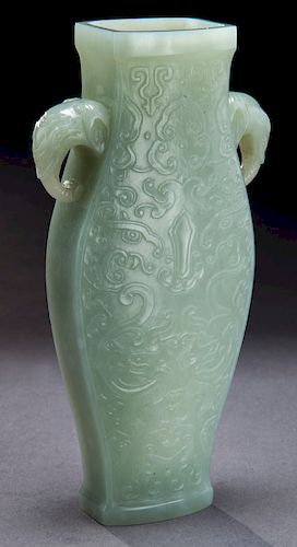 Chinese Qing Qianlong carved jade vase,