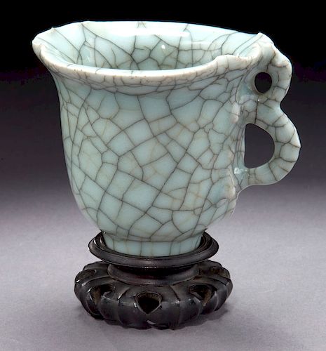 Chinese Qing Guan style porcelain cup,