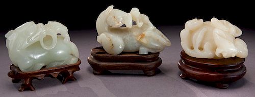 Chinese Qing carved jade toggles,