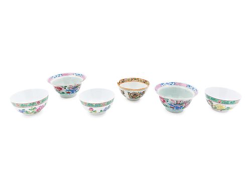 Six Chinese Famille Rose Porcelain Bowls
Largest: diam 5 3/4 in., 15 cm. 