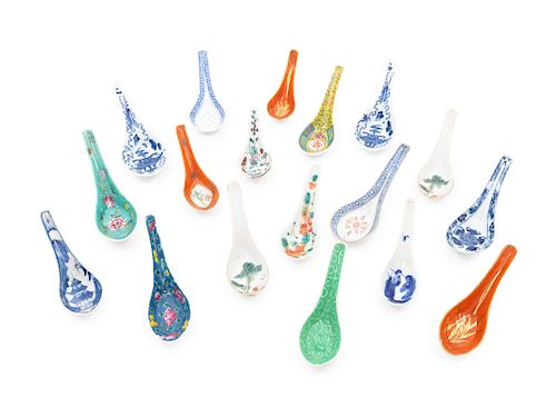Eighteen Chinese Porcelain Spoons
Longest: length 7 in., 18 cm. 