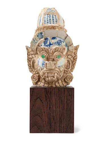 A Chinese Blue and White Porcelain Inset Head of a Warrior
Overall: height 17 1/2 in., 44.5 cm.