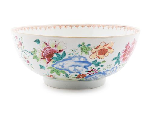  A Chinese Export Famille Rose Punch Bowl
Diam 10 1/4 in., 26 cm. 