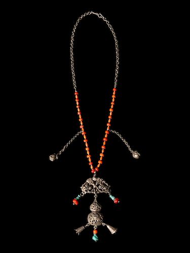 A Chinese Silver Necklace
Length 24 1/2 in., 62 cm. 