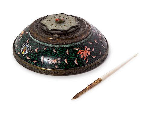 A Chinese Cloissonne Enamel Ink Well 