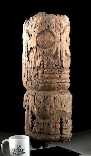 18th C. Marquesas Island Wood Tiki Fragment, ex-Bonhams