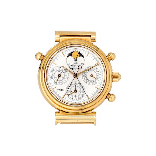 IWC, 18K Yellow Gold Rattrapante Perpetual Calendar Chronograph 'Da Vinci' Wristwatch