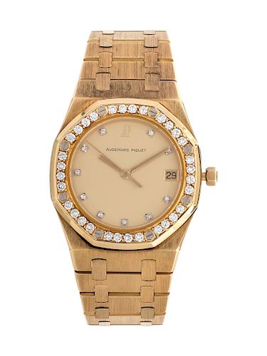 Audemars Piguet, 18K Yellow Gold and Diamond 'Royal Oak' Wristwatch