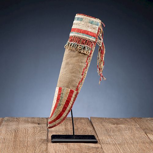 Early Eastern Plains Quilled Hide Knife Sheath