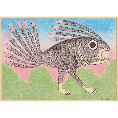 Kenojuak Ashevak (Inuit, 1927-2013) Colored Pencil and Ink on Paper, From the Collection of William Rose, Illinois