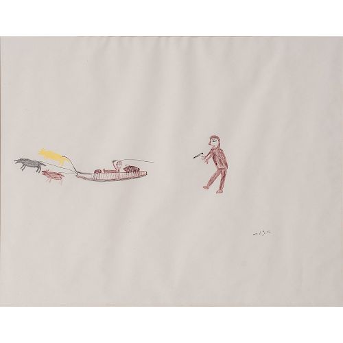 Luke Anguhadluq (Inuit, 1895-1982) Colored Pencil on Paper, From the William Rose Collection, Illinois