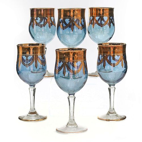 6 BOHEMIAN LUSTER REGENCY WINE GLASSES