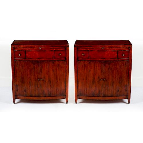 DISTRESSED HENRENDON END TABLES W. HIGHLY VEINED DOORS