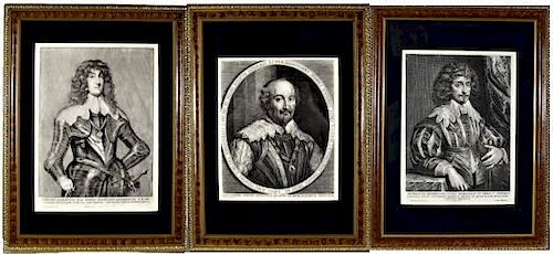 (3)Anthony van Dyck (1599-1649) Flemish Engravings