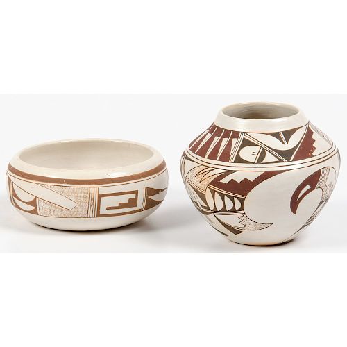 Joy Navasie (Hopi, 1919-2012) Pottery Bowl and Jar