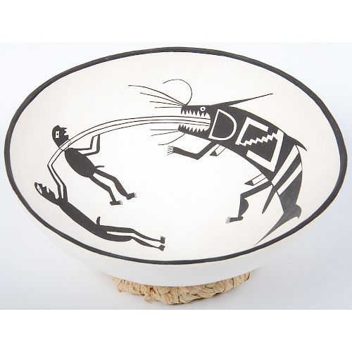Barbara and Joseph Cerno (Acoma, 20th century) Mimbres Style Pottery Bowl