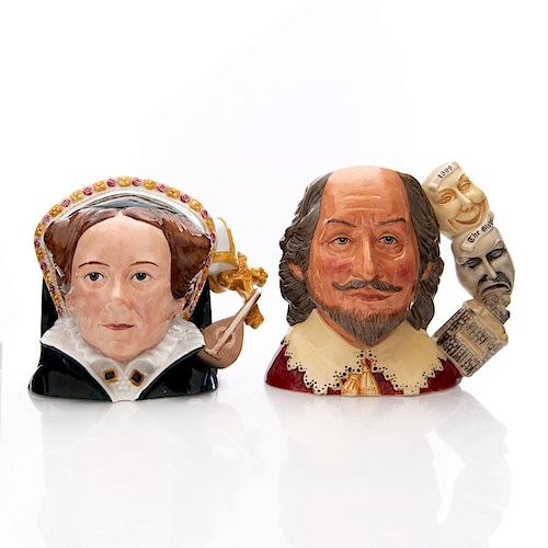 ROYAL DOULTON LARGE CHARACTER JUGS SHAKESPEARE & QUEEN MARY I
