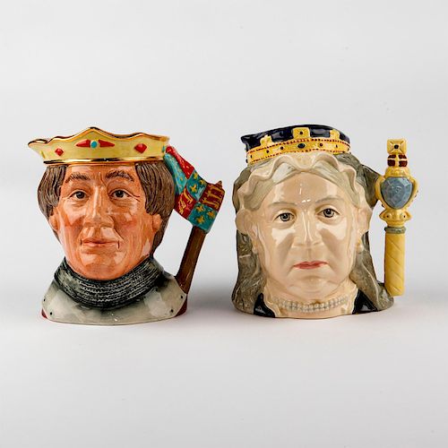 2 ROYAL DOULTON LARGE CHARACTER JUGS, HENRY & VICTORIA