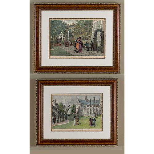 2 VICTORIAN ENGRAVED PRINTS, THE MIDDLE TEMPLE LONDON