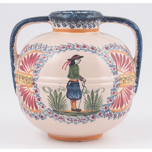 Henriot Quimper Handled Vase